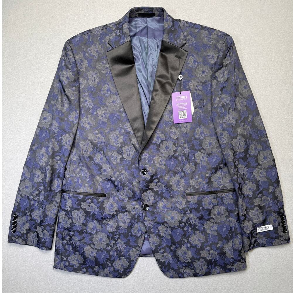 Tayion Collection Men's Classic-Fit Dinner Jacket Blazer Gray/purple 44R $360